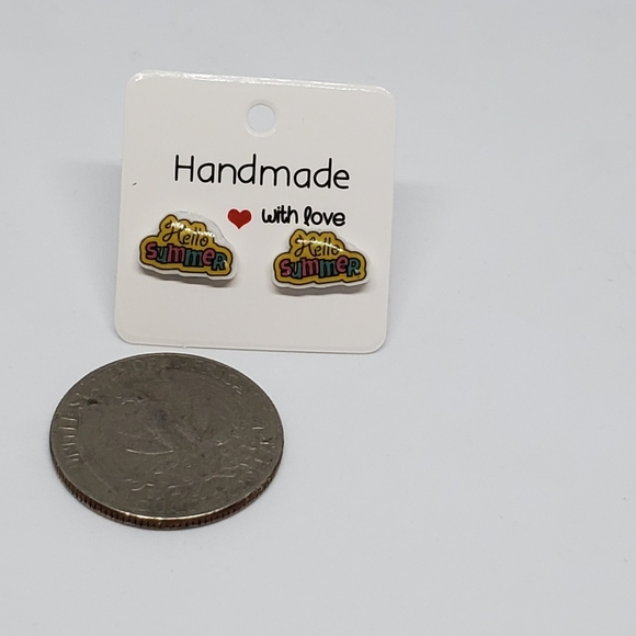 3/$20 Shrinky Dink Hello Summer Stud Earrings - Picture 3 of 6